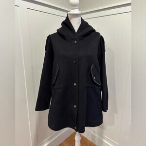 Maje Hooded Wool Blend Coat
